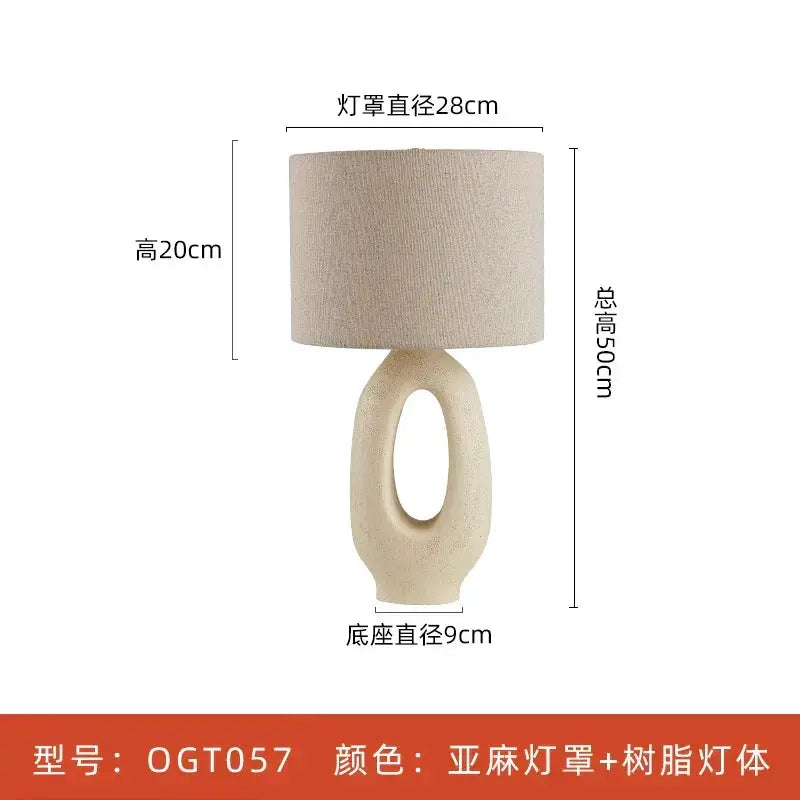 DecorBites Japanese Wabi Sabi floor lamp E27 with beige linen shade and loop ceramic base on Tampa Home & Garden Store