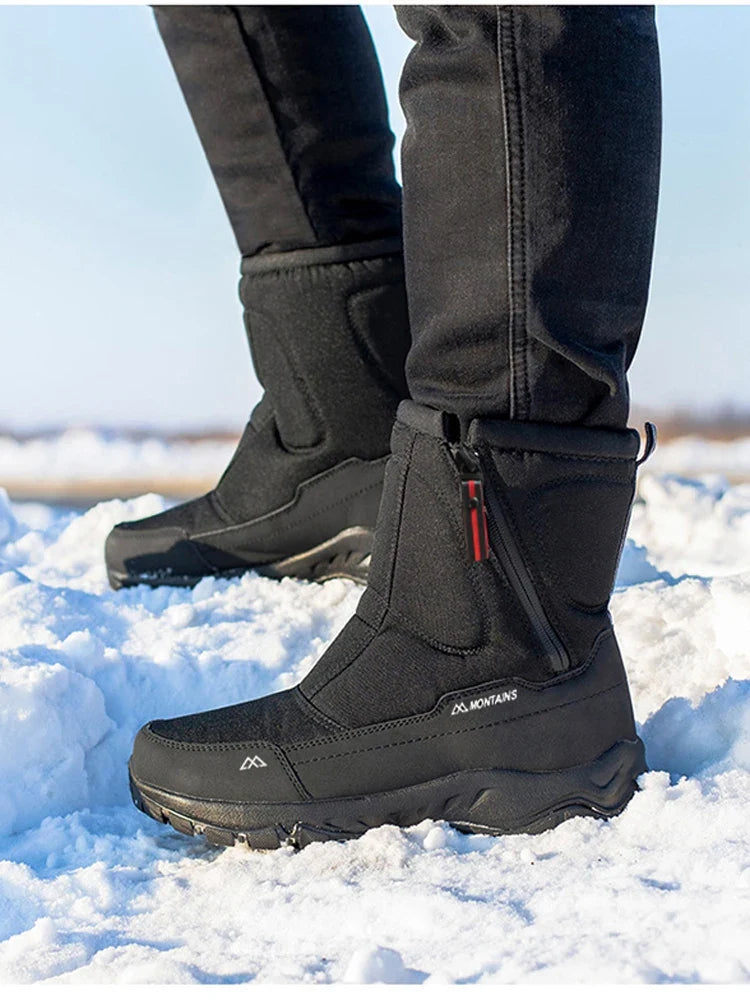 Men's Winter Snow Boots by UpTrend Deals, black waterproof insulated with zip and outsole on Tampa Home & Garden Store