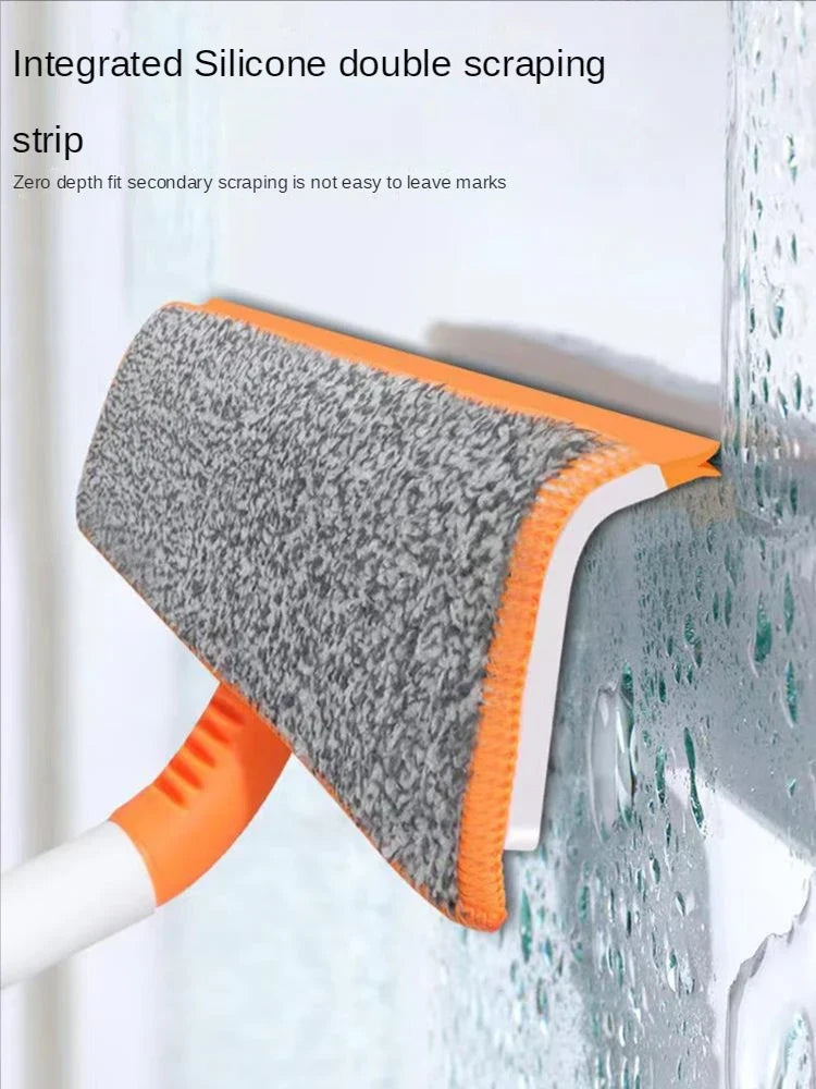 Telescopic window cleaning mop with microfiber pad and orange frame squeegee scraper for glass on Tampa Home & Garden Store
