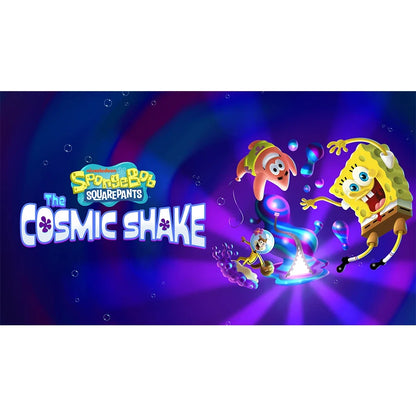 Nintendo Switch game art SpongeBob SquarePants The Cosmic Shake featuring SpongeBob and Patrick in a vivid purple space swirl on Tampa Home & Garden Store