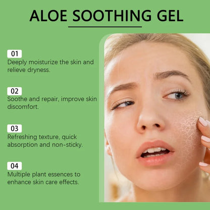 Aloe Vera Gel 260ml moisturizer brightener woman applying gel to damaged skin on green background on Tampa Home & Garden Store