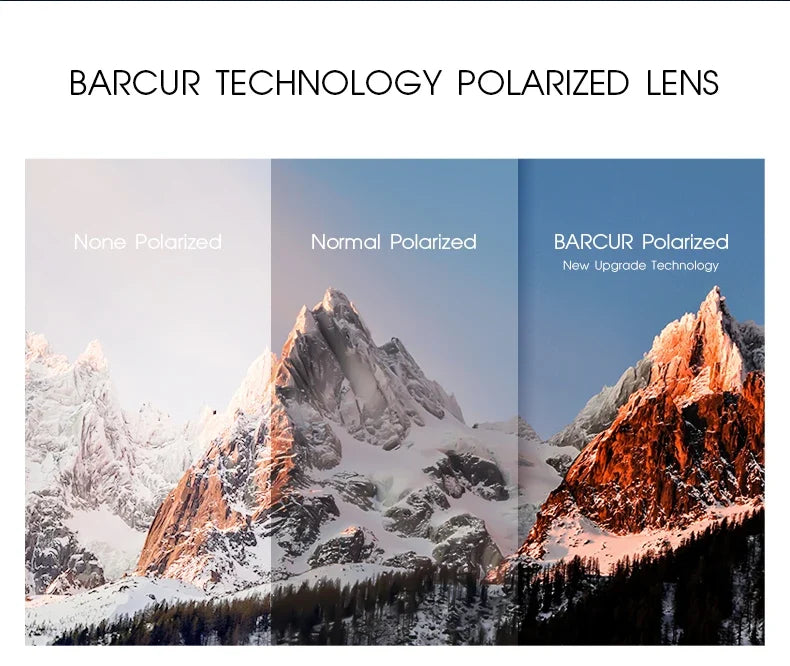 BARCUR polarized sunglasses lens test with none, normal, and BARCUR polarization on mountain on Tampa Home & Garden Store