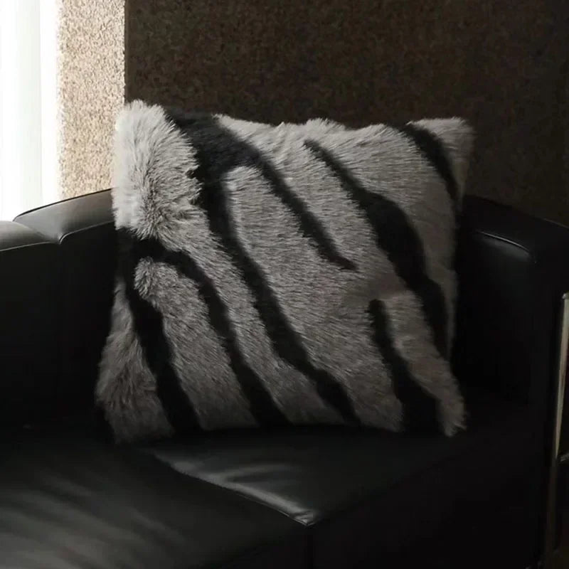 Luxe Faux Fox Fur Throw Pillows for Home Decor - Plush, Soft, Cozy Sofa Cushion