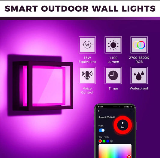 WiFi Smart Outdoor LED Wall Light RGBICW 20W Waterproof Voice Control - Tampa Home & Garden Store