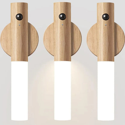 WoodAura | Rechargeable Motion Sensor Wall Sconce with Magnetic Decor