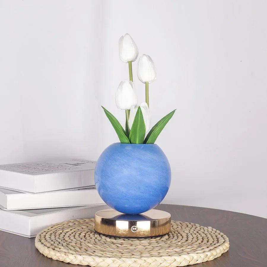 Tuliora | LED Tulip Night Light with Planet Bouquet Bedroom Ambient Decor