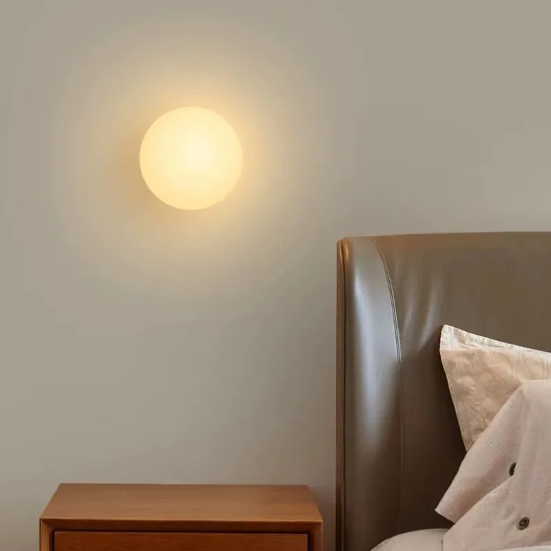 Glass Ball Wall Sconce LED Bedroom Bedside Living Room Bathroom Minimalist Light