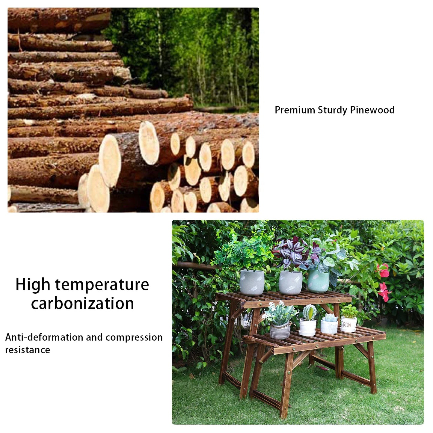 3 Tier Wood Plant Stand For Living Room And Patio