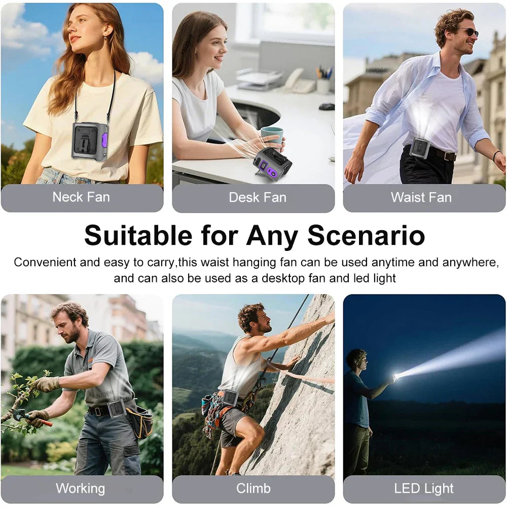 Cooling Companion | Portable Waist Fan with 8000mAh Battery | 100-Speed Adjustable for Ultimate Comfort