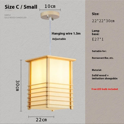 Perfecsy solid wood pendant light, Japan-style lamp with E27 base, 22x22 cm lantern on Tampa Home & Garden Store