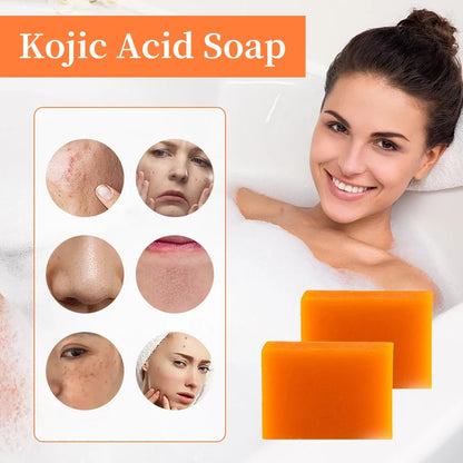 Kojic Acid Soap by Silcy Skin, two orange handmade bars for face and body cleansing on Tampa Home & Garden Store
