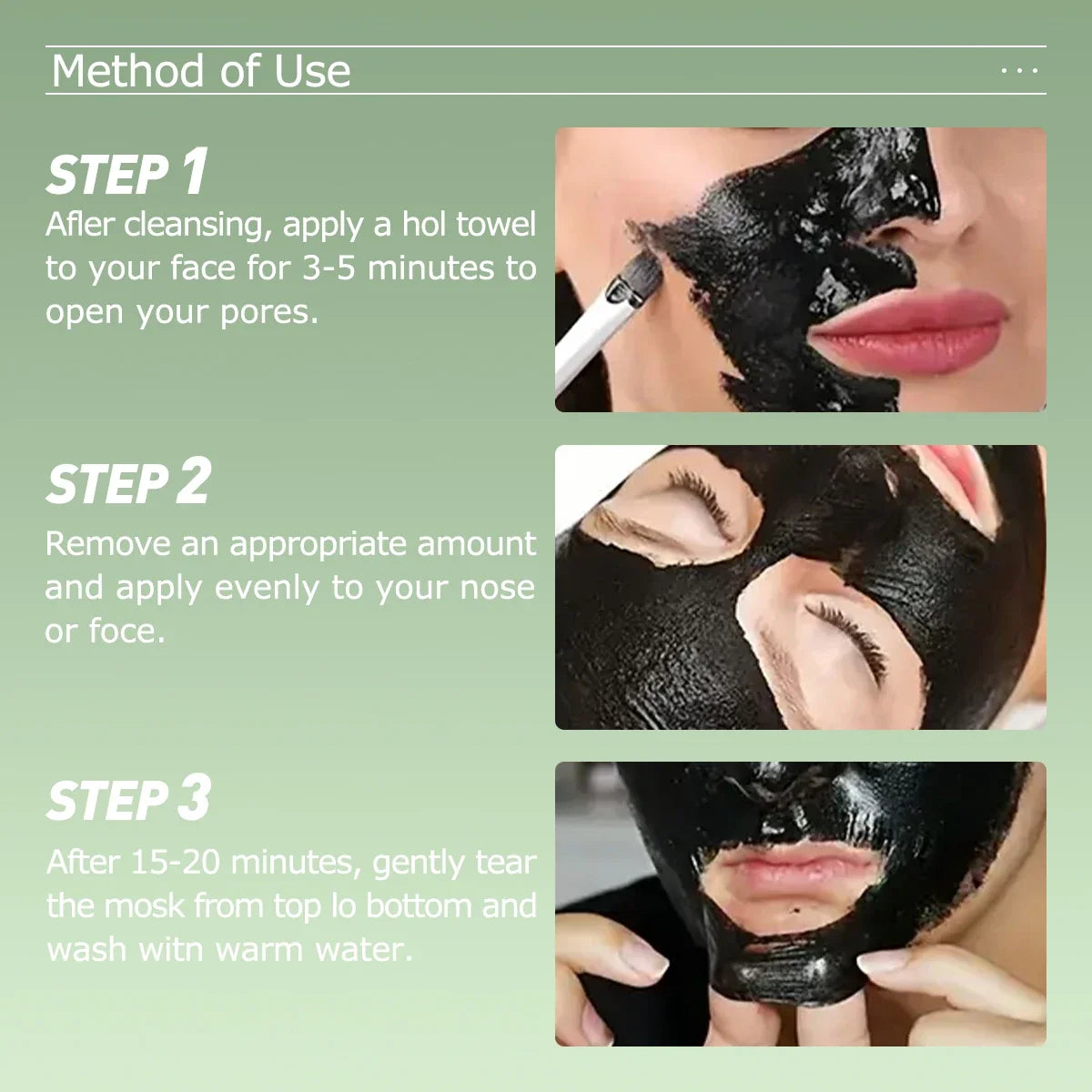 Silcy Skin Bamboo Charcoal Peel Off Mask, black peel mask, Step 1–3 visuals, 100ml unisex on Tampa Home & Garden Store