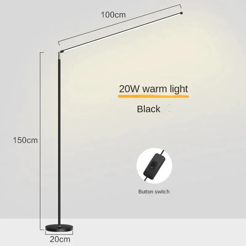 DecorBites LED Floor Lamp Black with 20W warm light, 150cm tall, 100cm top bar on Tampa Home & Garden Store