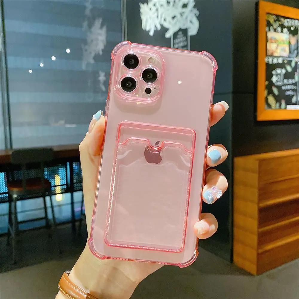 Transparent Card Slot Case For Iphone With Holder