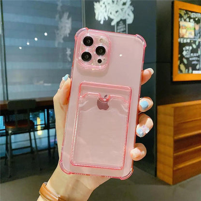 Transparent Card Slot Case For Iphone With Holder