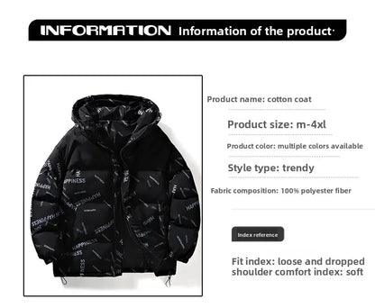 UpTrend Deals men's winter parka black cotton-padded hooded coat with happiness print on Tampa Home & Garden Store