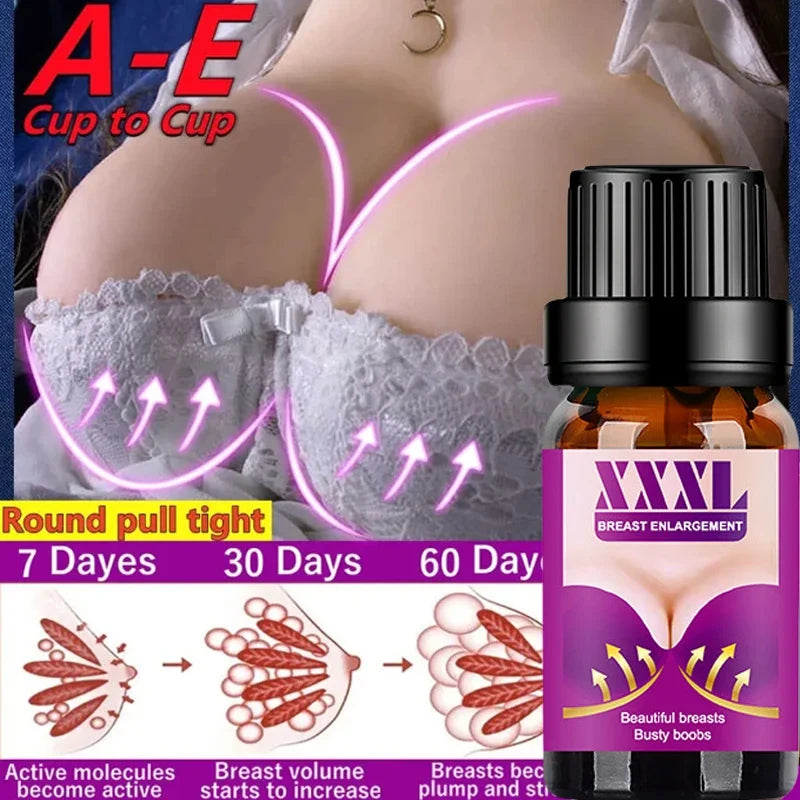 Breast Enlargement essential oil bottle XXXL by Silcy Skin with pink arrows on Tampa Home & Garden Store