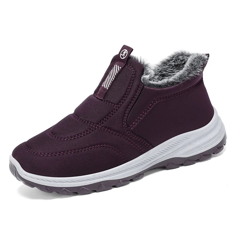 Women's Winter Snow Boots burgundy textile upper with faux fur lining, non-slip outsole by UpTrend Deals on Tampa Home & Garden Store