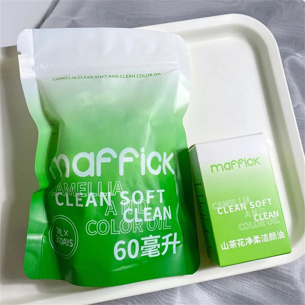 Cleansing oil maffick Camellia oil two-piece set with green gradient pouch and box 60 ml on Tampa Home & Garden Store