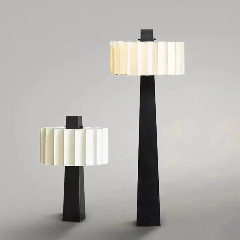 DecorBites LED floor lamp with black bases and white panel shades, tall and short models on Tampa Home & Garden Store