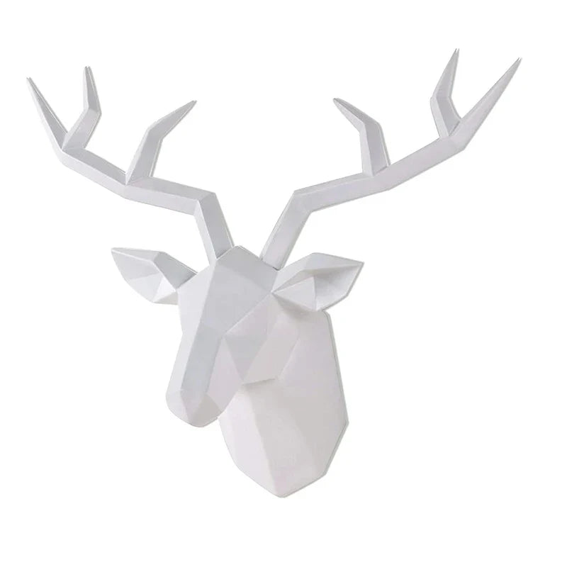 Deer head wall sculpture Perfecsy white geometric design with angular antlers on Tampa Home & Garden Store