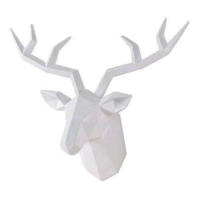 Deer head wall sculpture Perfecsy white geometric design with angular antlers on Tampa Home & Garden Store