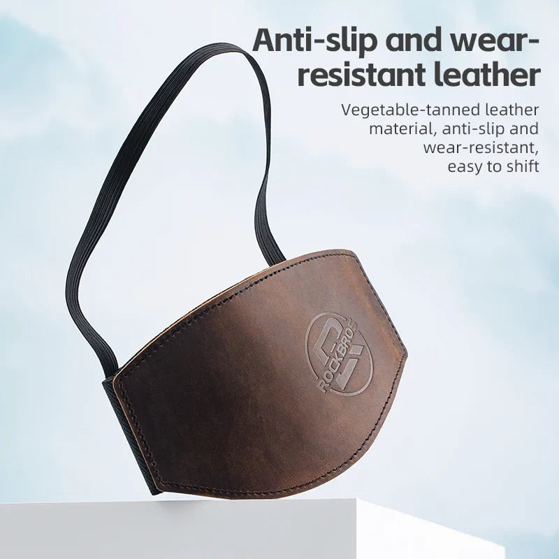 Rockbros brown leather motorcycle shift lever cover with black strap, anti-slip pad on Tampa Home & Garden Store