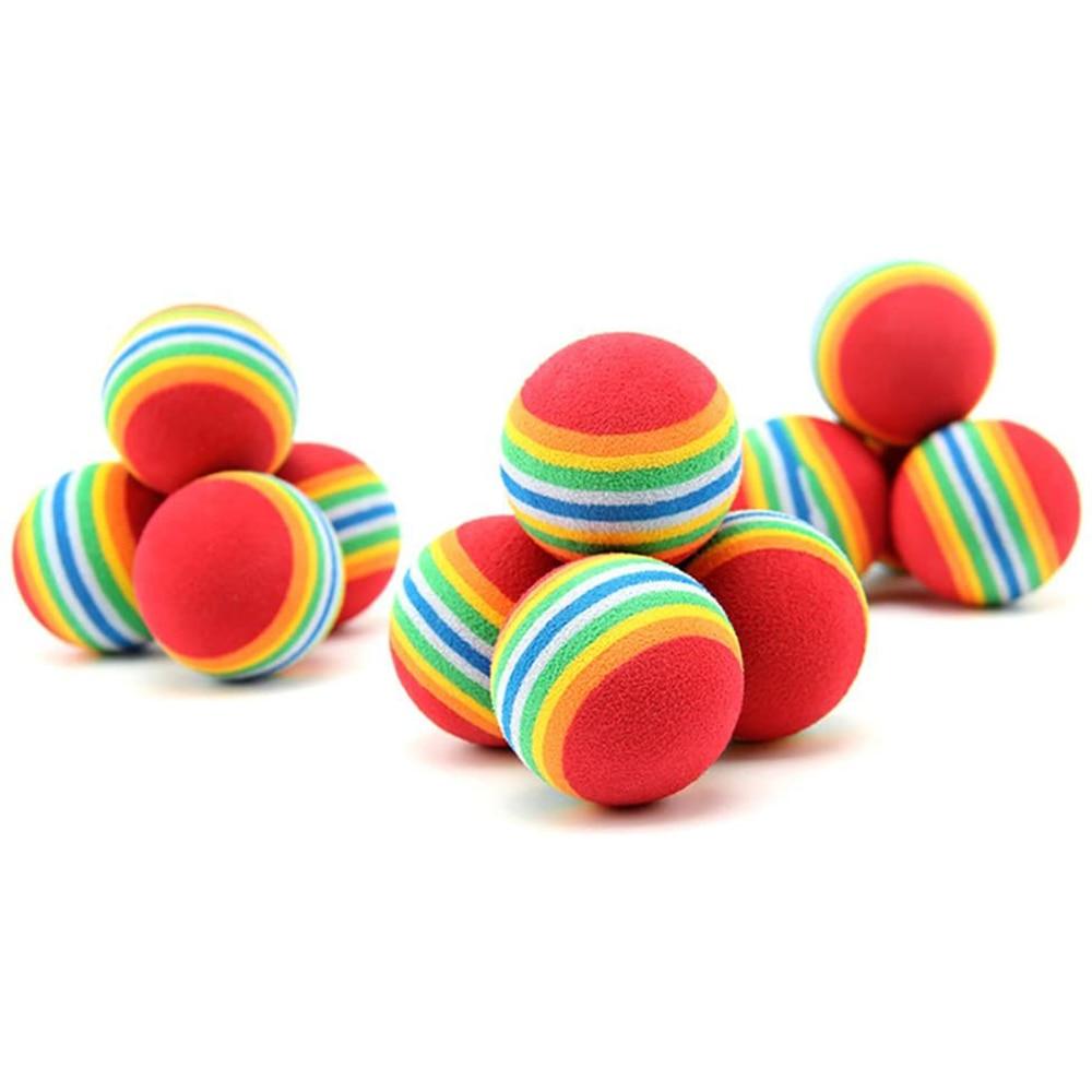 Cat teaser balls rainbow-striped red ends soft foam toy set of 6 Stevvex on Tampa Home & Garden Store