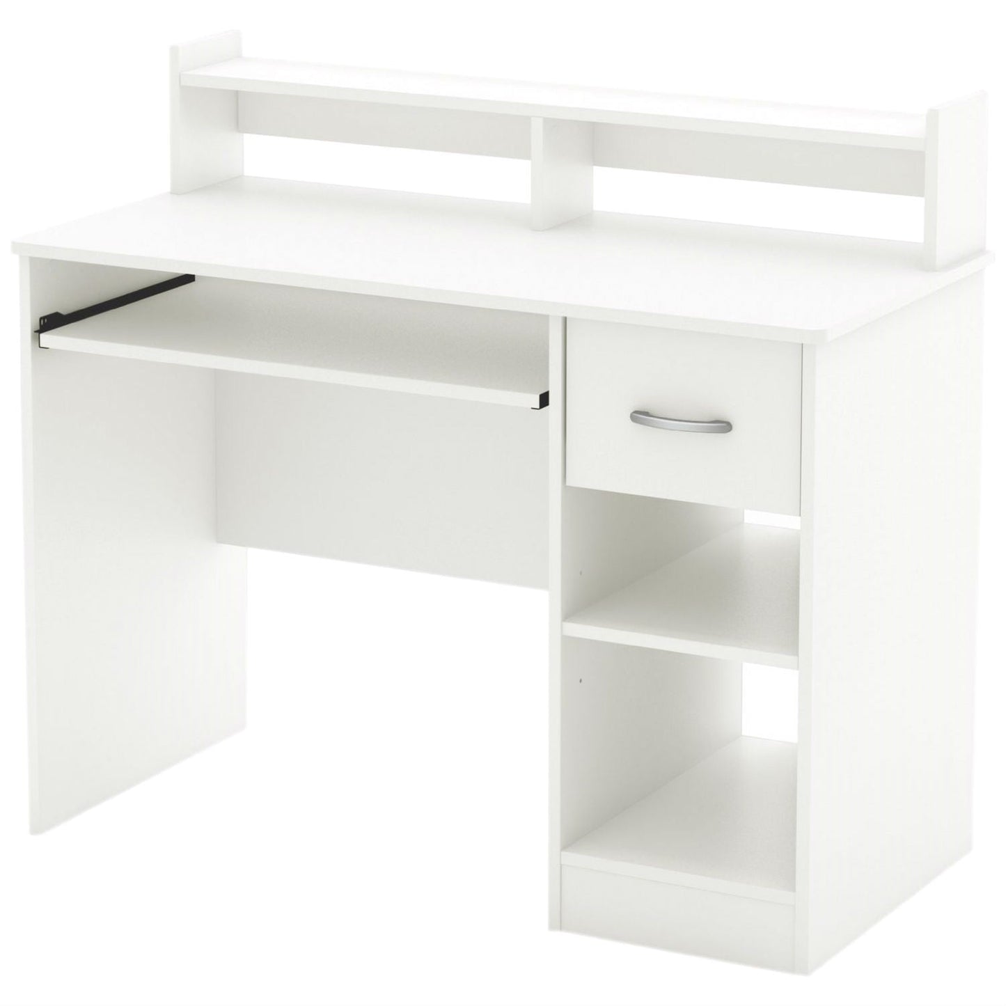 Escritorio para computadora de oficina en casa contemporáneo con acabado de madera blanca