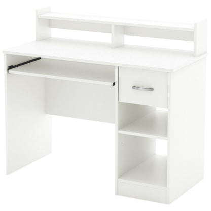Escritorio para computadora de oficina en casa contemporáneo con acabado de madera blanca