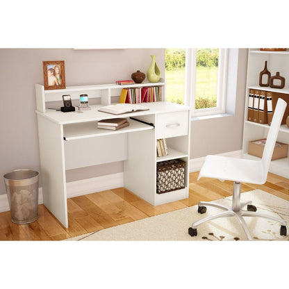 Escritorio para computadora de oficina en casa contemporáneo con acabado de madera blanca