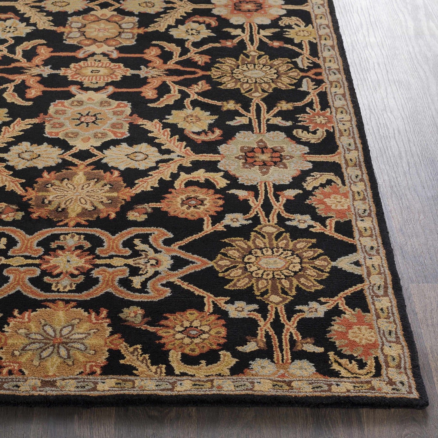 Salix Hand Tufted Black Wool Rug