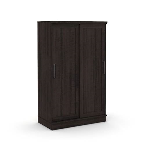 Armario ropero FarmHouse Espresso Oak con puertas correderas y barra para ropa