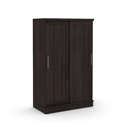 Armario ropero FarmHouse Espresso Oak con puertas correderas y barra para ropa