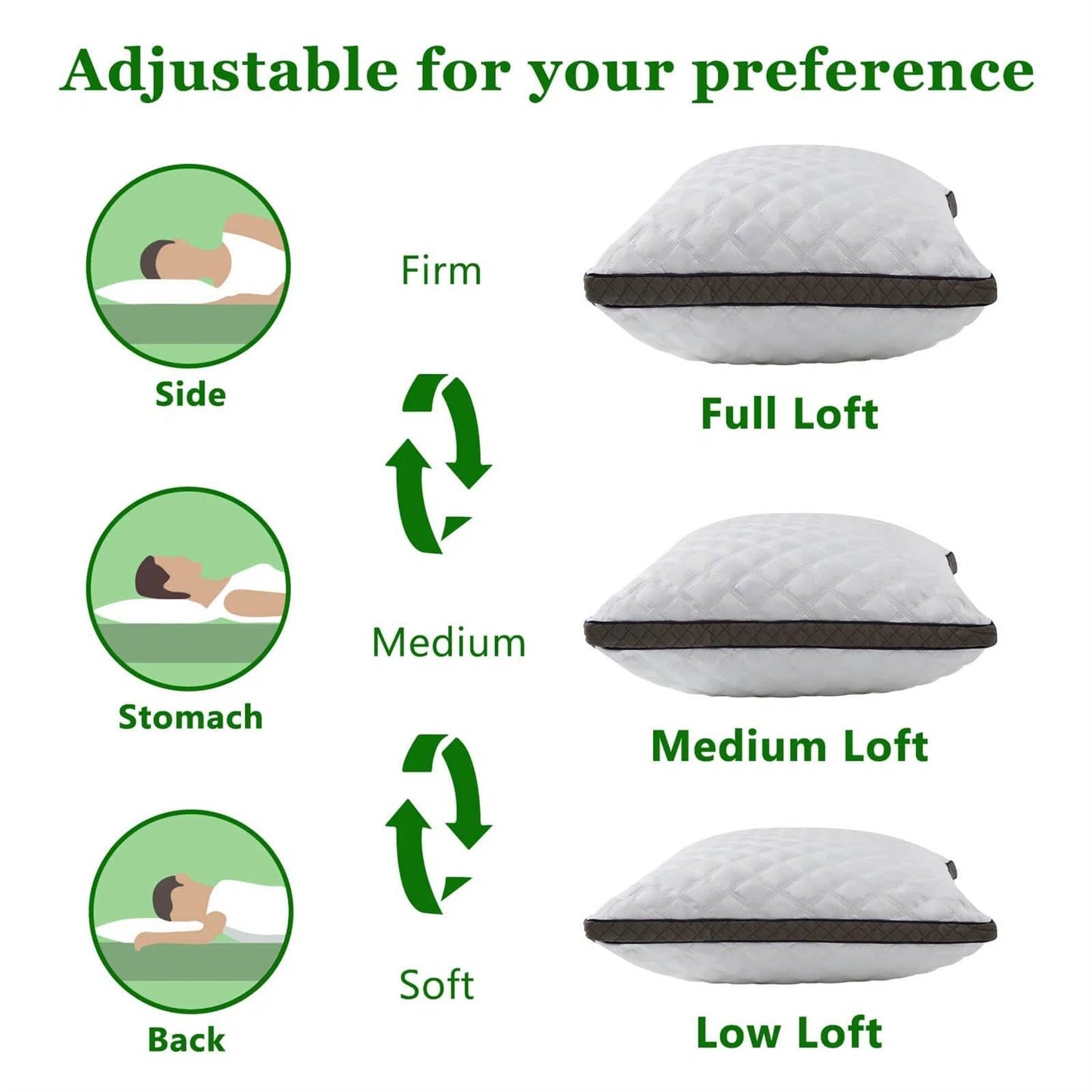 Juego de 2 almohadas de espuma viscoelástica triturada estándar con funda extraíble