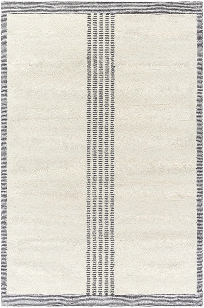 Ande Ivory Area Rug by Boutique Rugs with ivory field and dark vertical center stripe on Tampa Home & Garden Store