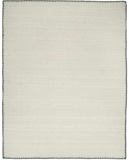 Ayumu Off White Hand Woven Wool Area Rug with dark edge border on Tampa Home & Garden Store