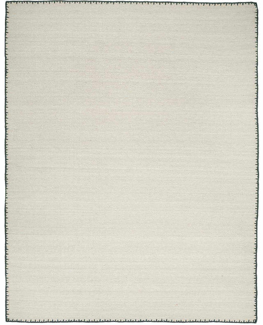 Ayumu Off White Hand Woven Wool Area Rug with dark edge border on Tampa Home & Garden Store
