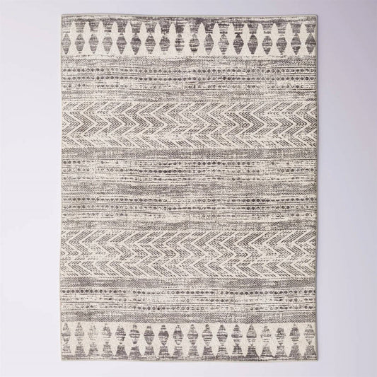 6.6-ft. x 9-ft. Grey Ivory Chevron Stripe Geometric Boho Style Area Rug - Tampa Home & Garden Store