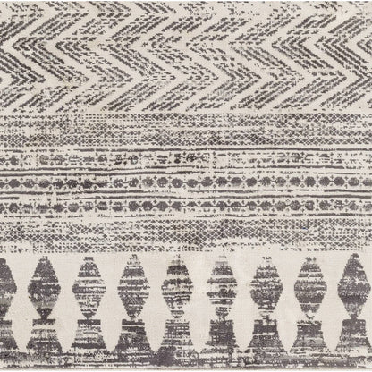 Alfombra de área de 8 pies x 10 pies, gris marfil, diseño geométrico de cheurón, estilo bohemio