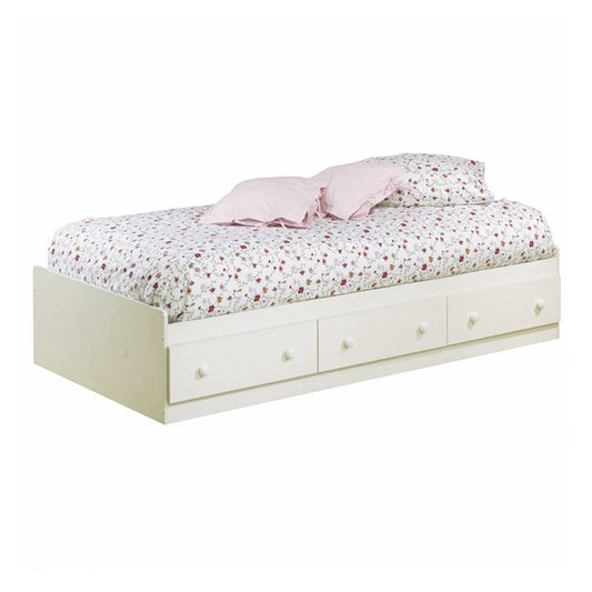 Twin size Platform Bed with 3 Storage Drawers in White Finish - Tampa Home & Garden Store