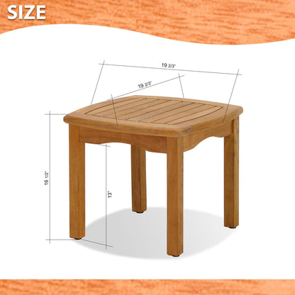 Intan teak side table with slatted top and curved apron, LifestyleGarden US balcony set on Tampa Home & Garden Store