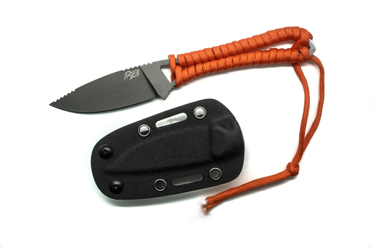 Ultralight Ridge Blade knife with grey blade and orange paracord wrap, Ridge Belts logo on Tampa Home & Garden Store