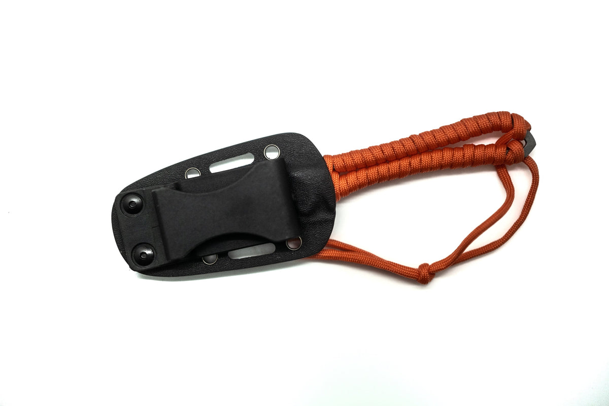 Ultralight Ridge Blade knife in black sheath with orange paracord lanyard by Ridge Belts on Tampa Home & Garden Store