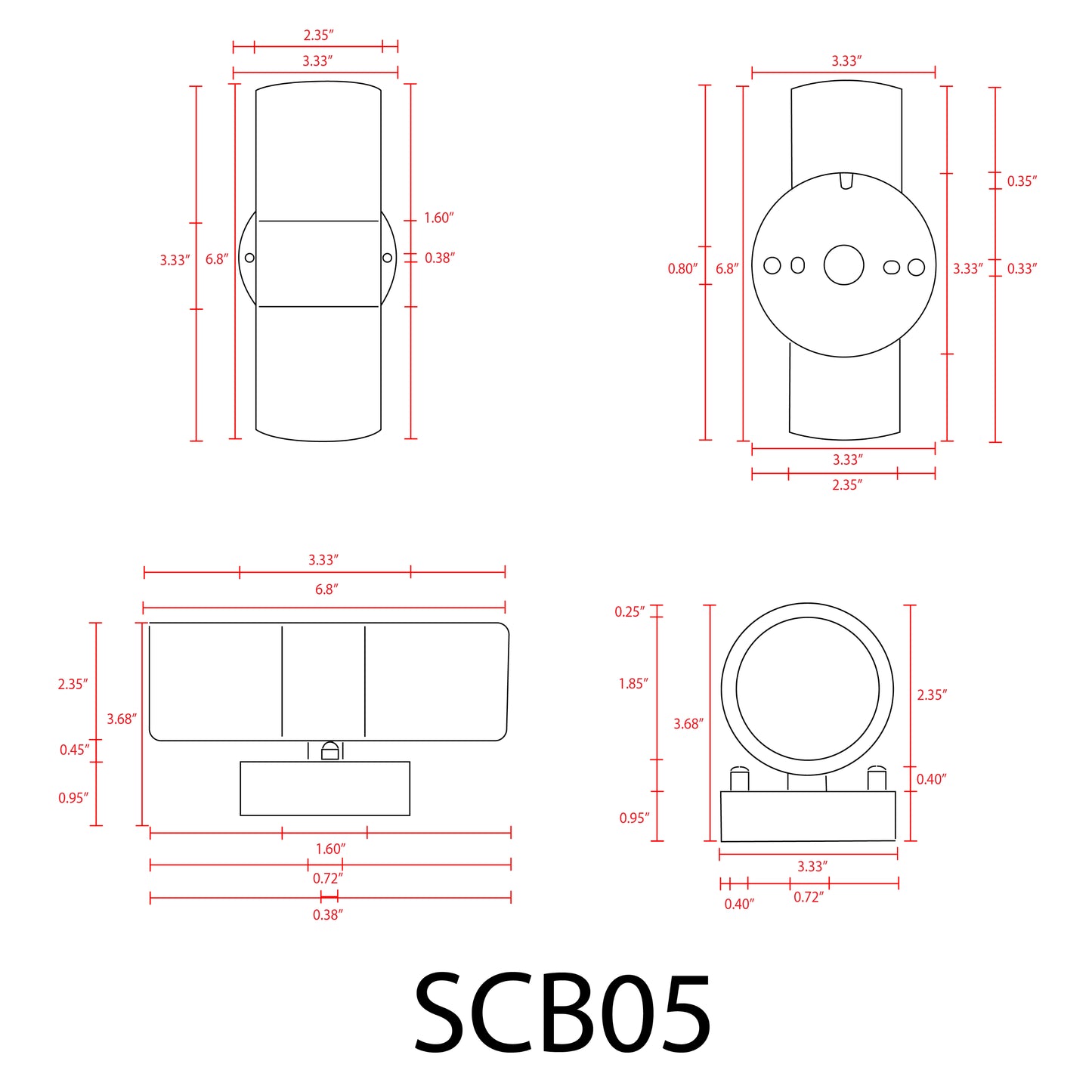 SCB05 LED cylindre haut vers le bas lumière 2 éclairage d'applique en laiton directionnel