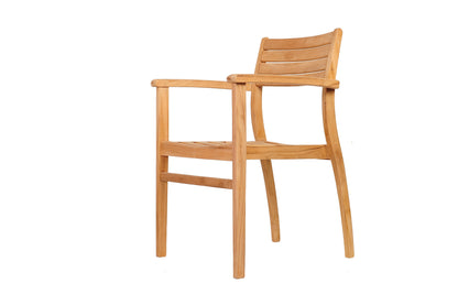 Ninia teak outdoor armchair with slatted back and arms in natural finish LifestyleGarden US on Tampa Home & Garden Store