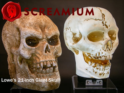 Lámpara de utilería animatrónica con forma de calavera gigante de 50 cm de altura, de poliresina resistente, decoración de Halloween