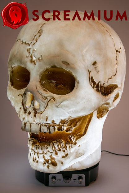 Lámpara de utilería animatrónica con forma de calavera gigante de 50 cm de altura, de poliresina resistente, decoración de Halloween