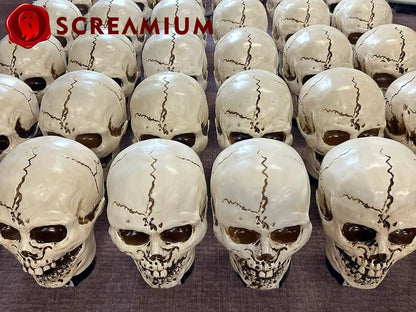 Lámpara de utilería animatrónica con forma de calavera gigante de 50 cm de altura, de poliresina resistente, decoración de Halloween
