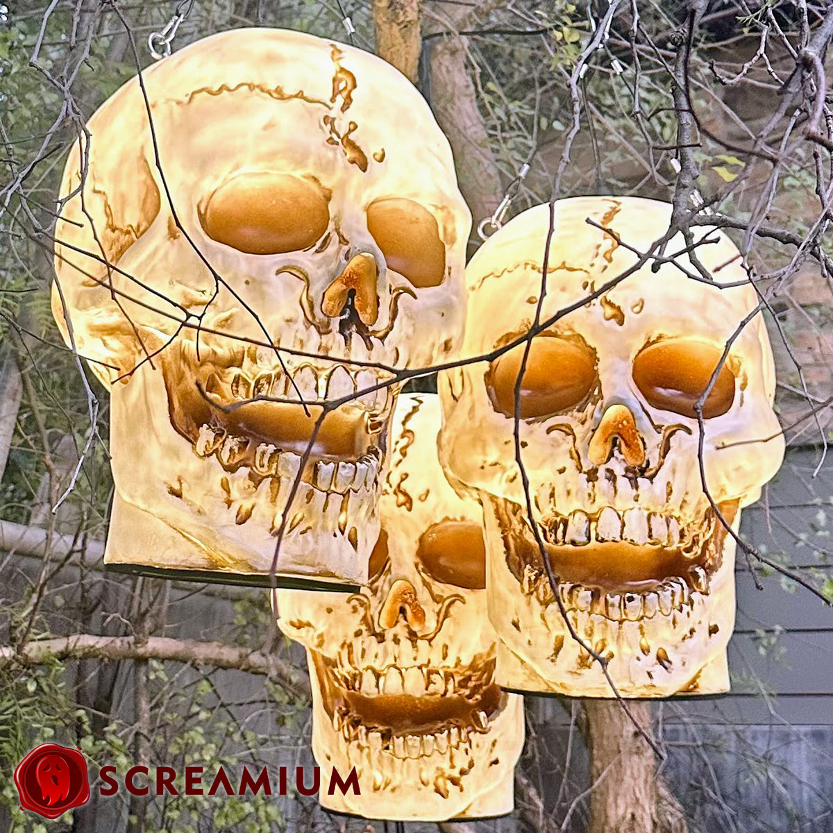 Linterna colgante gigante con calavera, utilería de 20 pulgadas de alto, impermeable, decoración de Halloween para exteriores